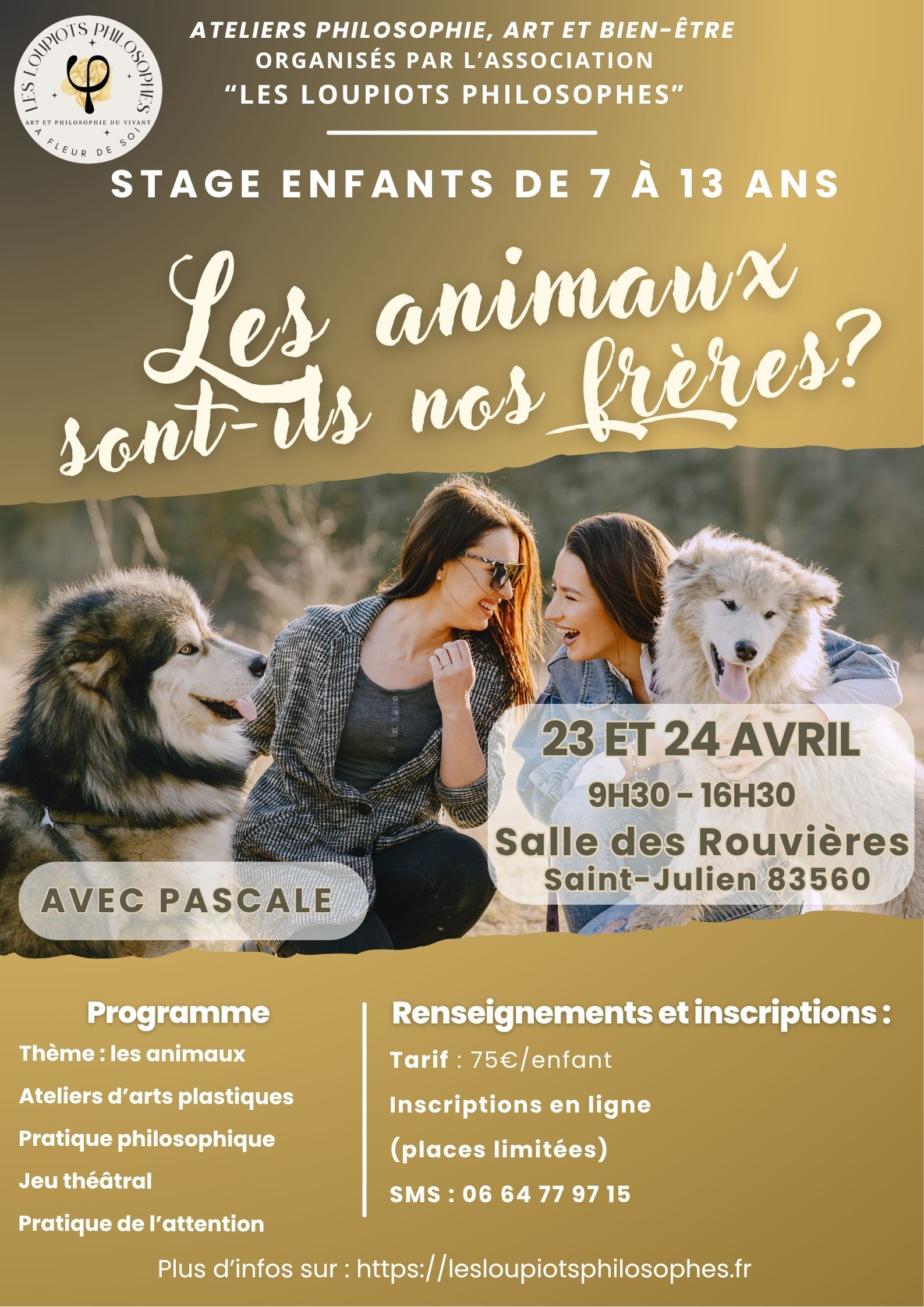 Affiche du stage Les animaux sont-ils nos frères ? — avril 2026